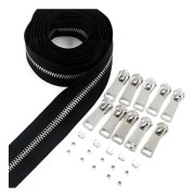 #5 Metal Zippers By The Yard Bulk 2 Yards svart tejp med 10