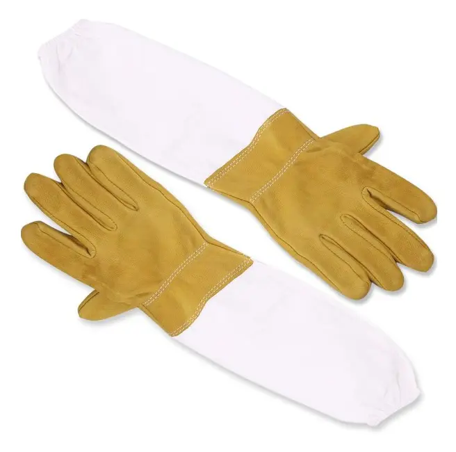 Handskar för biodling, Läder, Vit/Gul