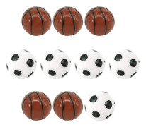 10 st Harts Sport Fotboll Dollhouse Fotboll Mini Basket Set Dollhouse Miniature Supply Fairy Garden Figurine (mini Basket och Baseball)