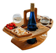Picknickbord Trä Utomhus Vinrack Bärbar Vinrack Avtagbart Fruktbord Vinglasställ Flerskikts Matställ Trä Bärbar Utomhus