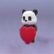 Set med 1 handgjorda geometriska pandafigurer, 3D origami fast