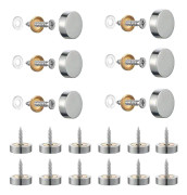 20 st Borstade Rostfria Skruvar med Dekorativa Kappor för Speglar, Bord, Hyllor, Skåp, Glaspaneler, Silver 14mm