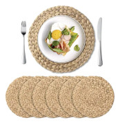 6 st 35 cm Vävda Bordstabletter, Naturlig Handvävd Vattenhyacint, ZQKLA