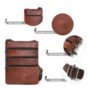 Multi Zipper Pocket Crossbody-väska med rem, lätt