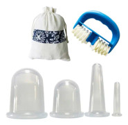 4 st vakuumkoppar + massagerulle silikonkoppning set, ansikte och