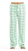 Kvinnors midja Dragsko Pl?dade Pyjamasbyxor Green XL Cherry