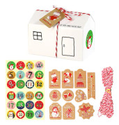 24 set julhuspapper presentask Adventskalenderväska med tecknade klistermärken