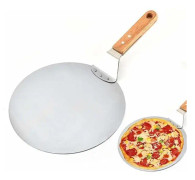 Rose-rostfritt stål pizzaskal 43,5 x 25,5 cm med trähandtag