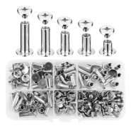 Chicago-skruvar för bokbindning 5 mm Chicago-bindskruvset 5 storlekar Nitar (Silver)
