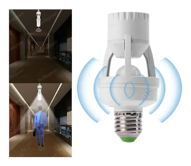 E27 Skruvlampahållare LED PIR Infraröd Rörelsesensor Lampa Väggkontakt