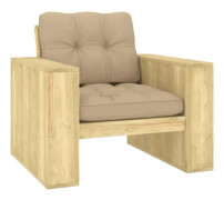 Trädgårdsstol med beige kuddar Impregnerat furu - SURENHAP - J03460