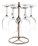 Vinställ i metall, retro 6-glas vinställ, fristående glasställ, vinställ, glasställ