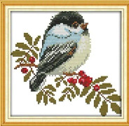 Korsstygnssatser stämplade komplett utbud av broderistartsatser för nybörjare DIY 11CT 3 trådar - Little Bird 9×9(tum)