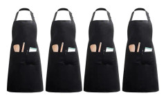 4 st Unisex Justerbara Haklappar Förkläden Med Fickor För Matlagning