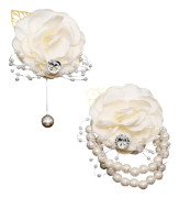 Vit - 2 st handledsblommor bröllop handledsblommor pärlarmband strass