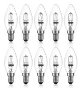 42w E14 C35 Dimbar halogenlampa Ac 220-240v Varmvit 2700k E14 Transparent halogenljuslampa (10st) [DB]