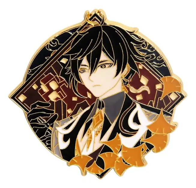 Genshin Impact Hutao Brosch Nål - Hutao Karaktärer Cosplay Emalj Brosch Lapel Nål - Present för Fans, Kvinnor och Flickor Zhongli -
