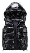 Sliktaa Unisex glänsande vattentät ärmlös jacka Lätt pufferväst Black XL