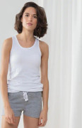 Handduk City Dam/Dam Pyjamasväst och shorts Set L Vit/Hea White/Heather Grey L