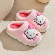 Kawaii Sanrio Hello Kitty Tofflor Halkfria Varm Söt Tecknad Anime Hem Höst Och Vinter Flickor Plysch Tofflor Plyschpresenter