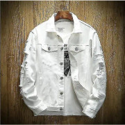 Jeansjacka för män Herr Passar jeansjacka Solid Jeansjacka för män white XL