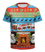 Lady Men Christmas 3d Print Kortärmad T-shirt Toppar B 3XL