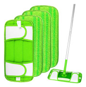 Återanvändbara mikrofibermopprefillkuddar kompatibla med Flash Speedmop, maskintvättbara golvmopprefillkuddar, mopphuvudutbyten, 4-pack