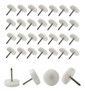 Set med 50 plastfötter för att spika in för stolar, möbler, bord - diameter 20 mm - runda - färg vit