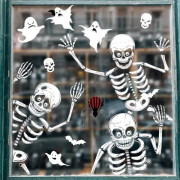Lakan Halloween fönsterdekaler - Skeleton Ghost Dekaler