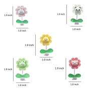 Söta bilinstrumentbrädedekorationer, instrumentbrädetecknade bildekorationer, roliga bordsdekorationer, bildekorationer för SUV-bil (5 stycken djurblommor)