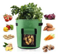 2 st Potatisodlingssäckar, Grönsaksodlingssäck, Non-woven tyg med fönster för potatisodling (2 st Gröna, 7 Gallon)