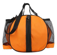 Orange basket mesh lämplig för basket fotboll volleyboll, fotboll tygväska med sido mesh för vattenflaskor, basket väska