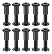 Skruvstolpe passar 5/16\"(8mm) håldiameter, hane M6x30mm bindningsbultar läderfäste kolstål svart 10 set