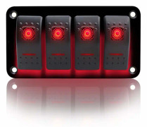 4-vägs vippströmbrytare PÅ-AV IP65 Vattentät 12V 24V LED Gungströmbrytare Panel för Båt RV Bilfordon (Röd) red