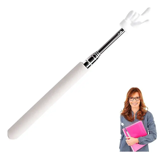 Teleskopisk lärarpekare, Mini Hand Pointers Finger Pointer Stick, Retractable Teacher Pointer, Presentation Tool White