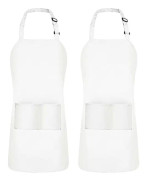 Utopia Kitchen 2-pack justerbart haklappsförkläde med 2 fickor