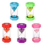 Barntimglas 5-delat set, timglasfunktion, timglasfärg, watch, kökstimer med timglas, 3, 5, 10 och 30 minuter...
