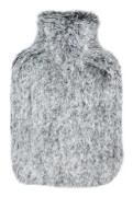 Mjuk varmvattenflaska, mjukt pälsöverdrag, med handväska, 2l stor kapacitet, varmvattenflaska, lindra smärta, mensvärk (silvergrå)