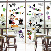 Halloween fönsterdekoration klistermärken, PVC dubbelsidiga fönster klistermärken återanvändbara klistermärken för att visa Halloween dekorationer (9 ark, 21x29 cm)