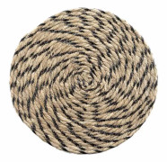 Rund halm bordstablett "Nala" 38cm Natur & amp; Svart
