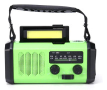Nödradio 10000mAH med solceller, LED, USB-C + USB-A, AM/FM, Powerbank, Kompass