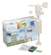 Väderstation, Trådlös Anemometer, LCD-skärm, Vit
