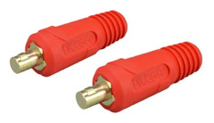 Riverweld TIG Svetskabel Panelkontakt Sockel DKJ35-50 300Amp Dinse Snabbmontering Röd 2pk