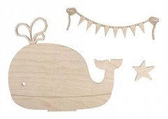 Träsiluett för att anpassa 20 x 16,5 cm - Whale