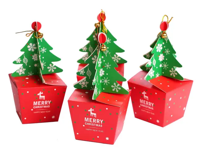 10 stj. Jul Cupcake Boxar Presentförpackningar Presentpåse Julgran P