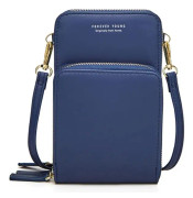 Bao blå-liten Crossbody-väska Dam Mobiltelefon Plånbok Pouch wit