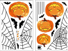 Halloween Fönsterdekal Pumpkin Bat Spider Dubbelsidig vattentät, avtagbar elektrostatisk glasdekal Hemtillbehör