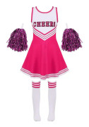 Barn Cheerleading Kostym Skoltjejer Cheerleader Uniformer Cheer Dans Outfits För Halloween Klänning Med Strumpor Blomma D_y
