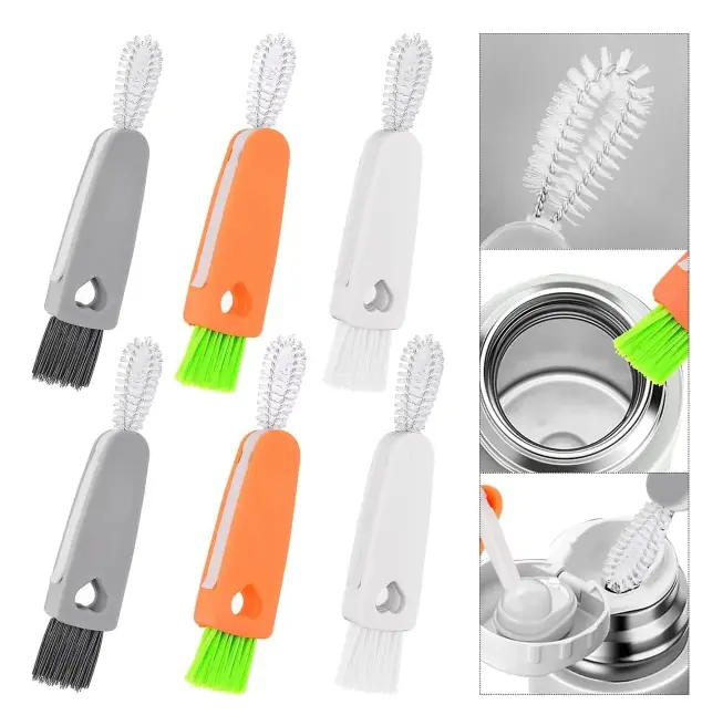6-pack flaska lock detaljborste 3 i 1 multifunktionell rengöringsborste vattenflaska rengöring springa borste mini glaslock rengöringsborste för Bot
