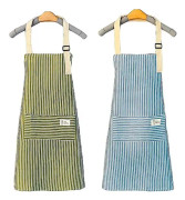 2 st köksförkläde, 72cmx68cm justerbart hushållsförkläde, vattentätt bomullslinneförkläde med 2 fickor, för hemmakök, restaurang, trädgård, grill,